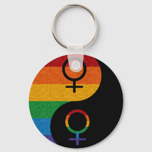 Lesbian Pride Yin and Yang Key Ring