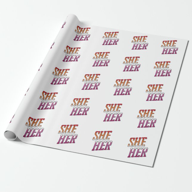Lesbian Pronouns She Her Wrapping Paper (Unrolled)
