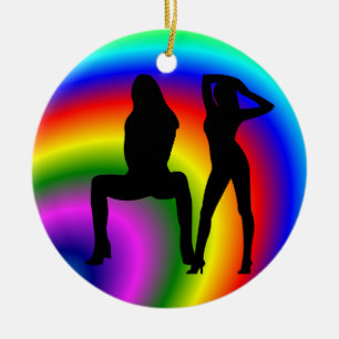 Lesbian Rainbow Christmas Ornament