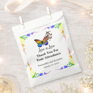 Lesbian Rainbow Colours Love is Love Wedding Favour Bags