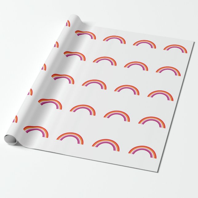 Lesbian Rainbow Sunset Wrapping Paper (Unrolled)