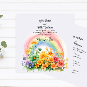 Lesbian Rainbow Wedding Invitation