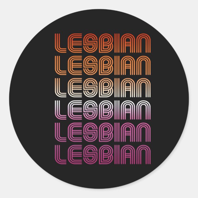 Lesbian Retro Pattern Design Classic Round Sticker (Front)