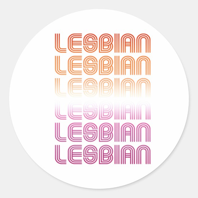Lesbian Retro Pattern Design Classic Round Sticker (Front)