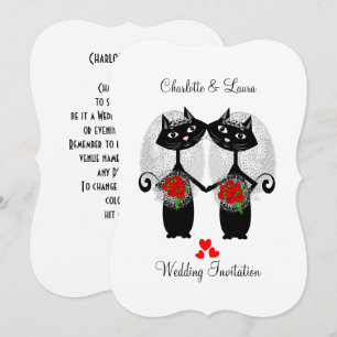 Lesbian Same-Sex Marriage Cool Cats Wedding Invitation