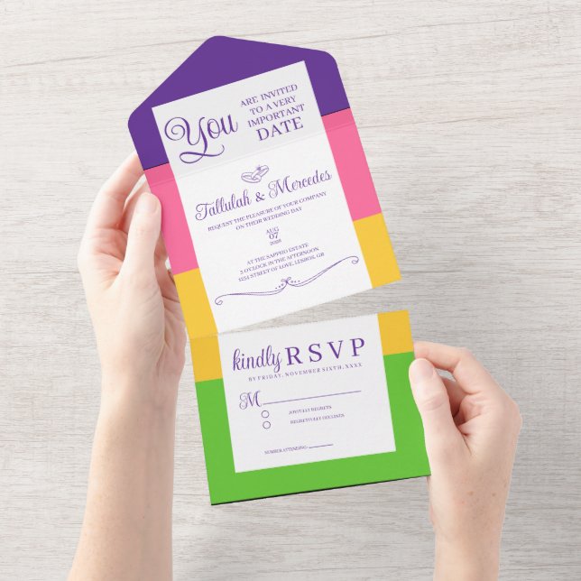 Lesbian Sapphic Flag Wedding All In One Invitation (Tearaway)