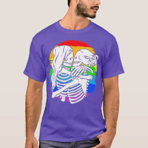 Lesbian skeleton couple - Lesbian pride for Hallow T-Shirt