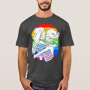 Lesbian Skeleton Couple Lesbian Pride For Hallowee T-Shirt