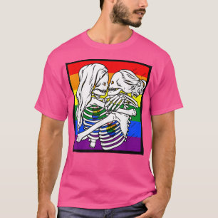 Lesbian skeleton couple  Lesbian Pride Rainbow Hum T-Shirt