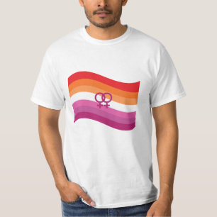 Lesbian Sunset Love Pride Wavy Flag T-Shirt