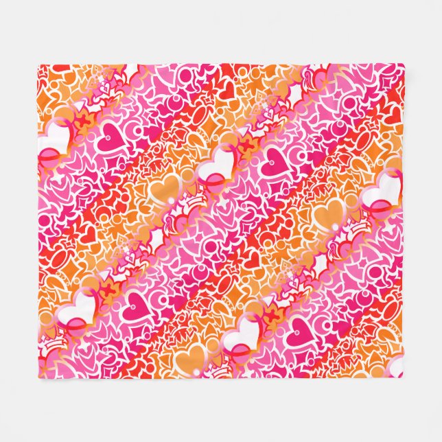 Lesbian Sunset Pride Squiggle Fleece Blanket (Front (Horizontal))