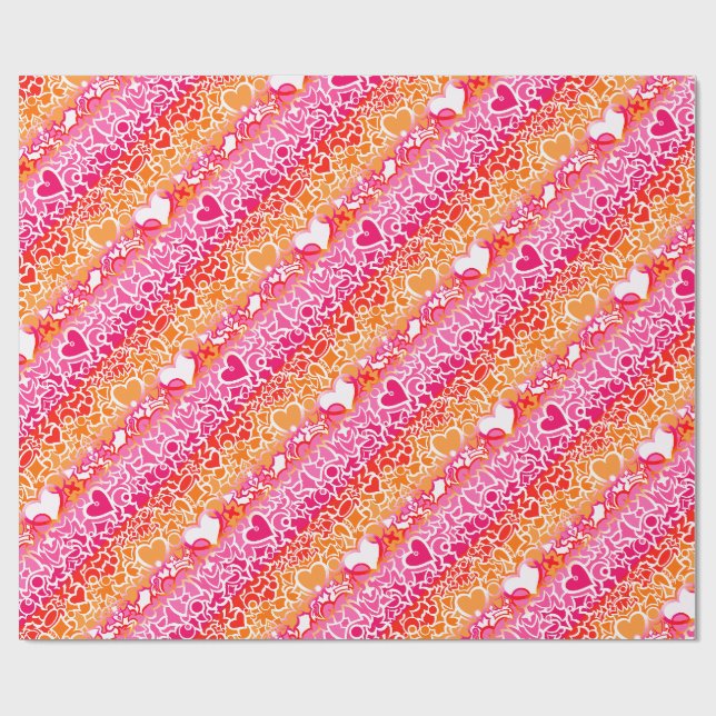 Lesbian Sunset Pride Squiggle Wrapping Paper (Flat)