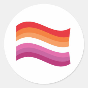 Lesbian Sunset Pride Wavy Flag Classic Round Sticker