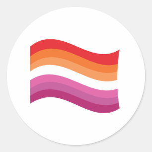 Lesbian Sunset Pride Wavy Flag Classic Round Sticker