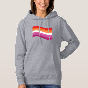 Lesbian Sunset Pride Wavy Flag Hoodie