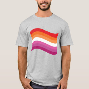 Lesbian Sunset Pride Wavy Flag T-Shirt