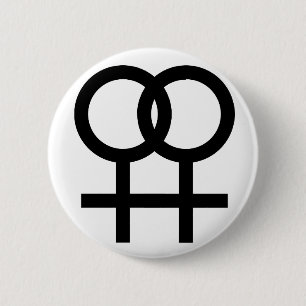 Lesbian symbol button - white