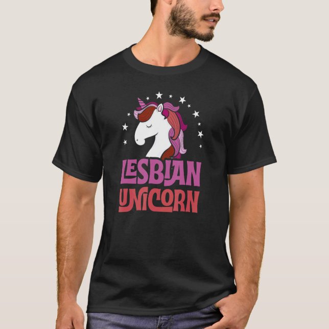Lesbian Unicorn Girly Cute Majestic Magical Gay Lg T-Shirt (Front)
