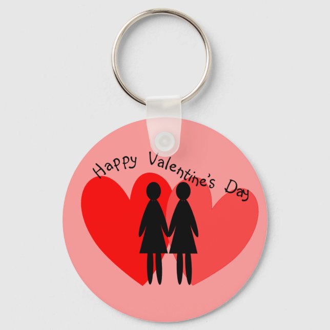 Lesbian Valentine Cards & Gifts Key Ring (Front)