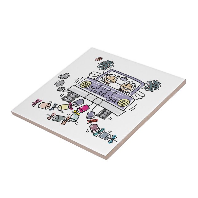 Lesbian Wedding Brides Tile (Side)