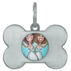 Lesbian Wedding Cake Dolls Pet Name Tag
