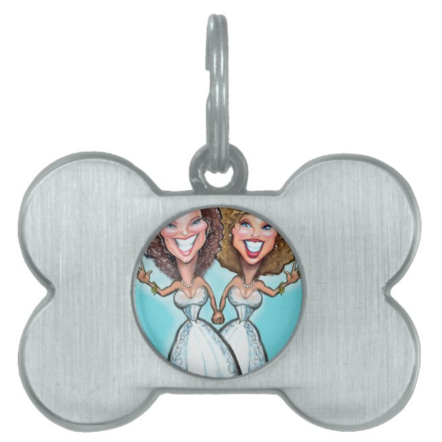 Lesbian Wedding Cake Dolls Pet Name Tag (Front)