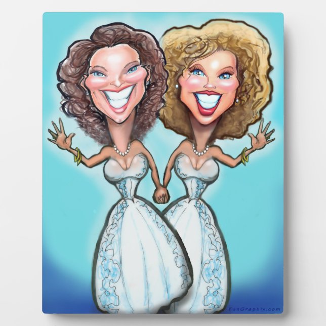 Lesbian Wedding Cake Dolls Plaque (Front)