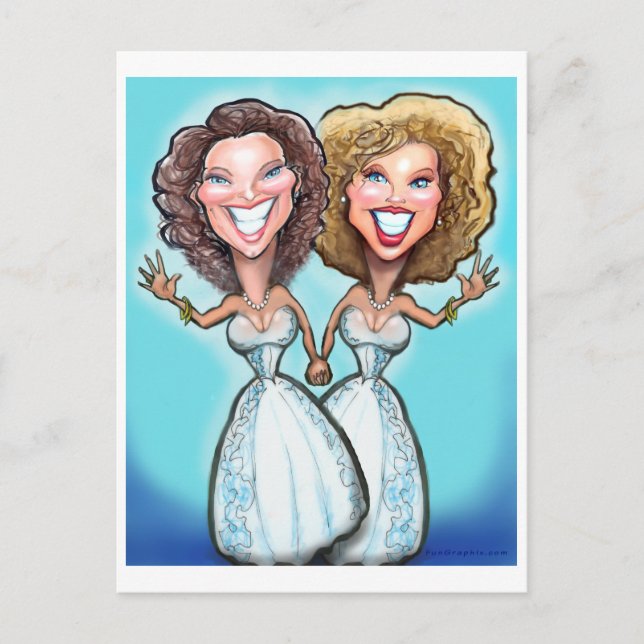 Lesbian Wedding Cake Dolls Postcard (Front)