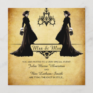 Lesbian Wedding - Gothic Steampunk Style Invitation