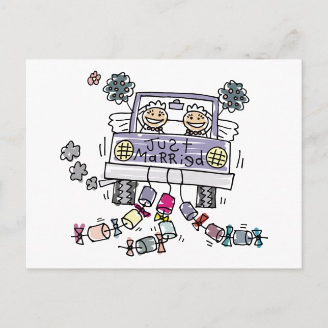 Lesbian Wedding Just Married Announcement Postcard (Front)