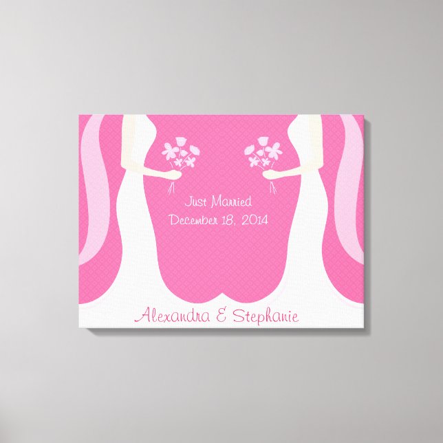 Lesbian Wedding Personalised Canvas Print (Front)