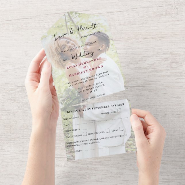 Lesbian Wedding Photo All In One Invitation (Tearaway)