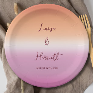 Lesbian Wedding Pride Flag Gradient Party Paper Plate