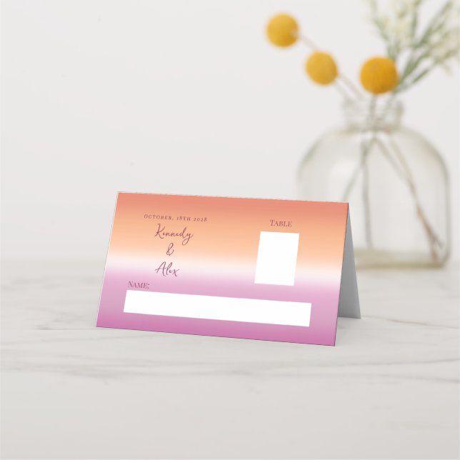 Lesbian Wedding Pride Flag Gradient Place Cards (Front)