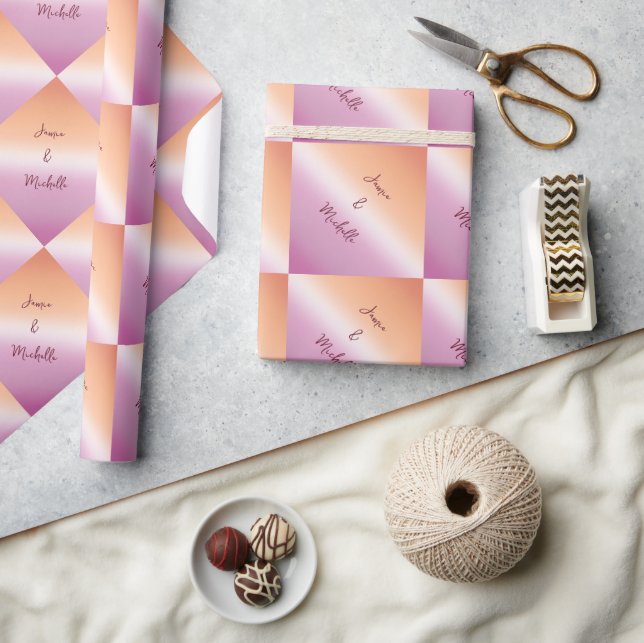 Lesbian Wedding Pride Flag Gradient  Wrapping Paper (Crafts)