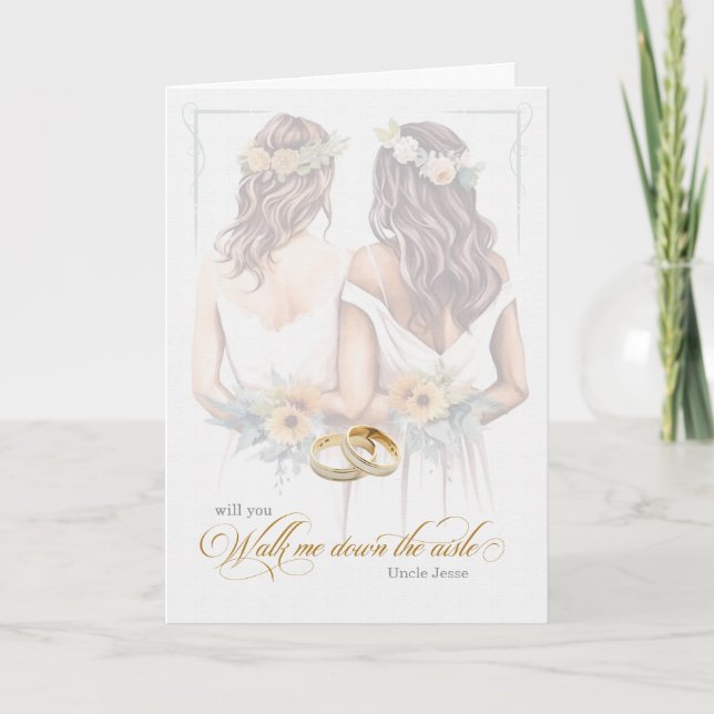 Lesbian Wedding Walk With Me Request Two Brides Invitation (Front)