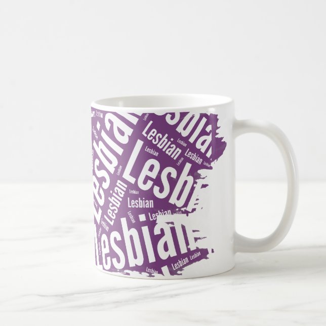 LESBIAN WORD PATTERN WHITE -.png Coffee Mug (Right)