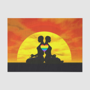 Lesbian yoga love - 3D render Tissue Paper
