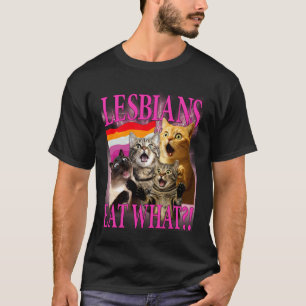 Lesbians Eat What! Funny Cat Gay Pride LGBTQ Mens T-Shirt