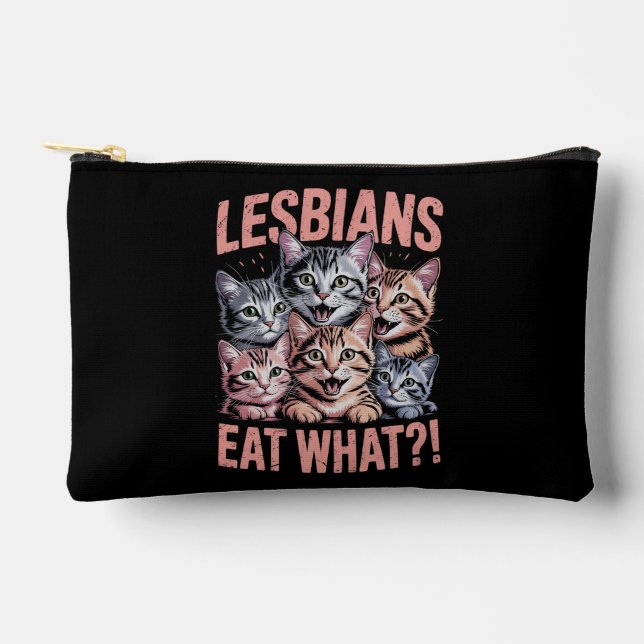 Lesbians Eat What Funny Cat Lesbian LGBTQ Pride Accessory Pouch (Front)