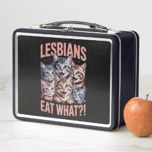 Lesbians Eat What Funny Cat Lesbian LGBTQ Pride Metal Lunch Box