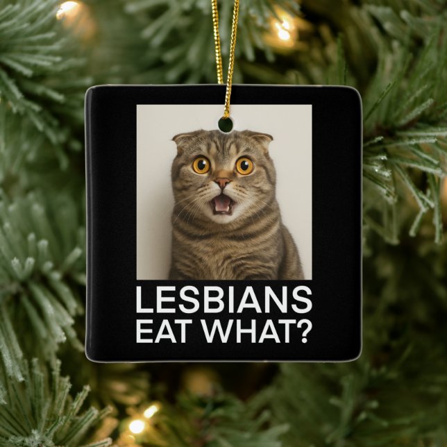 Lesbians Eat What Funny Ceramic Ornament (Tree)