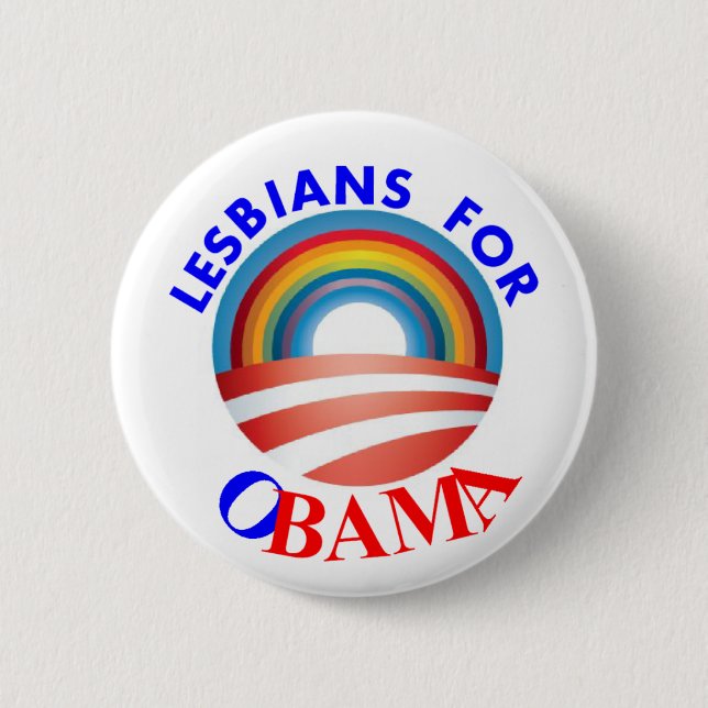 LESBIANS FOR OBAMA 6 CM ROUND BADGE (Front)