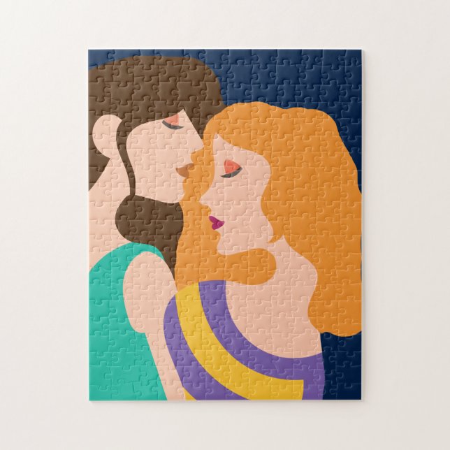 Lesbians in Love Beautiful Women Couple Jigsaw Puzzle (Vertical)