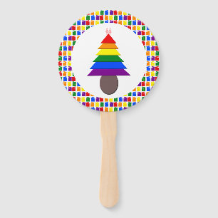 Lesbians Rainbow Christmas Tree and Presents Hand Fan