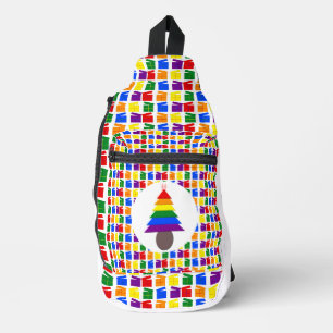 Lesbians Rainbow Christmas Tree and Presents Sling Bag