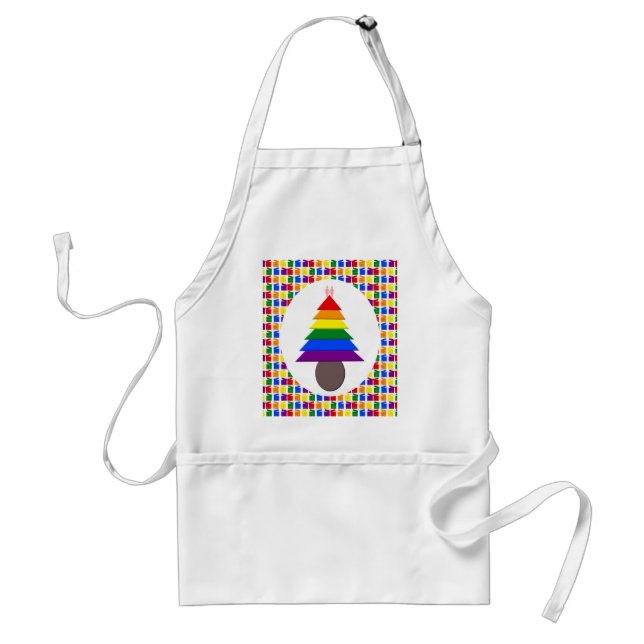 Lesbians Rainbow Christmas Tree and Presents Standard Apron (Front)
