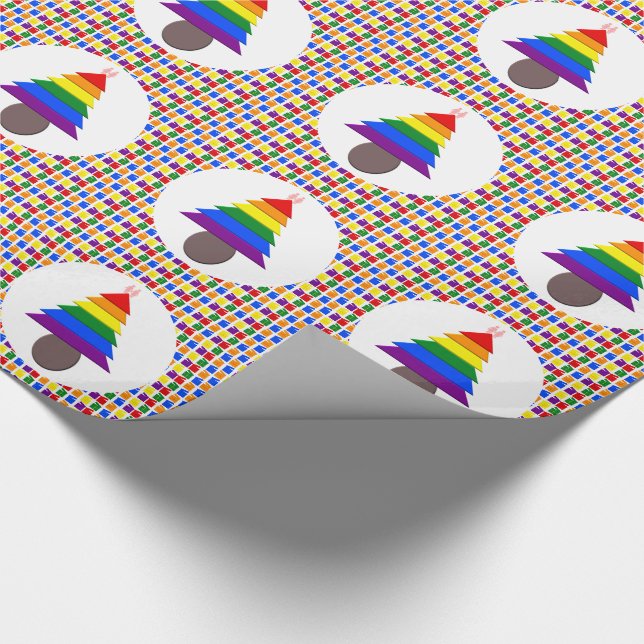 Lesbians Rainbow Christmas Tree and Presents Wrapping Paper (Corner)