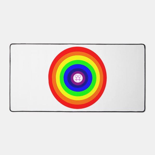 Lesbians Round Rainbow Desk Mat (Front)