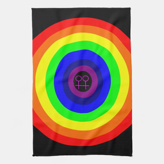 Lesbians Round Rainbow Kitchen Towel (Vertical)